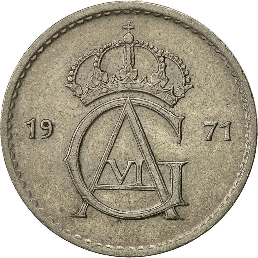 Coin, Sweden, Gustaf VI, 50 Öre, 1971, EF(40-45), Copper-nickel, KM:837