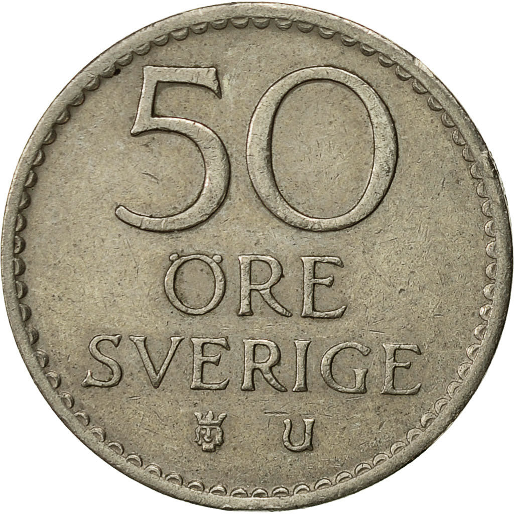 Coin, Sweden, Gustaf VI, 50 Öre, 1971, EF(40-45), Copper-nickel, KM:837