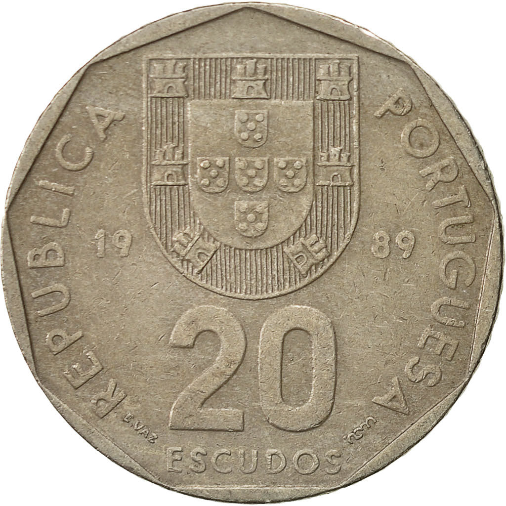Münze, Portugal, 20 Escudos, 1989, Lisbon, SS, Copper-nickel, KM:634.1
