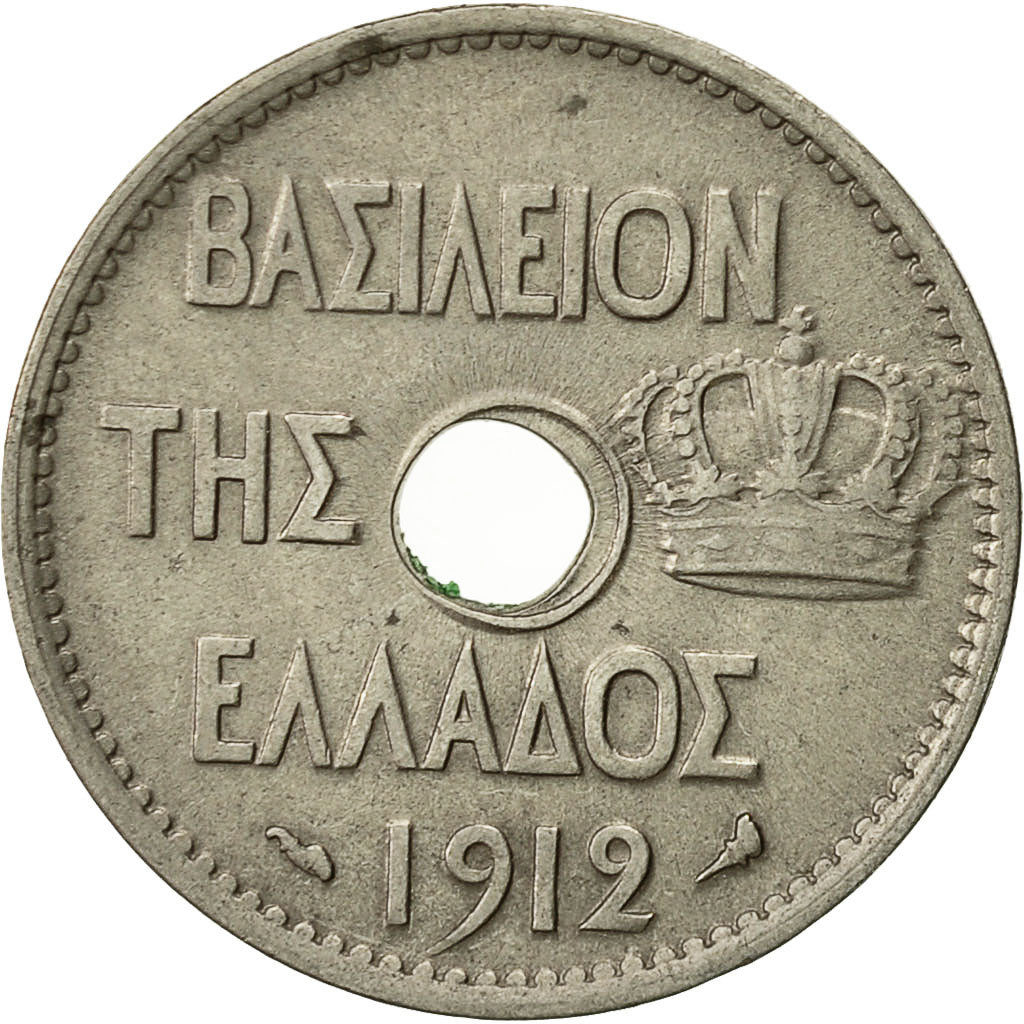 Coin, Greece, George I, 10 Lepta, 1912, AU(55-58), Nickel, KM:63