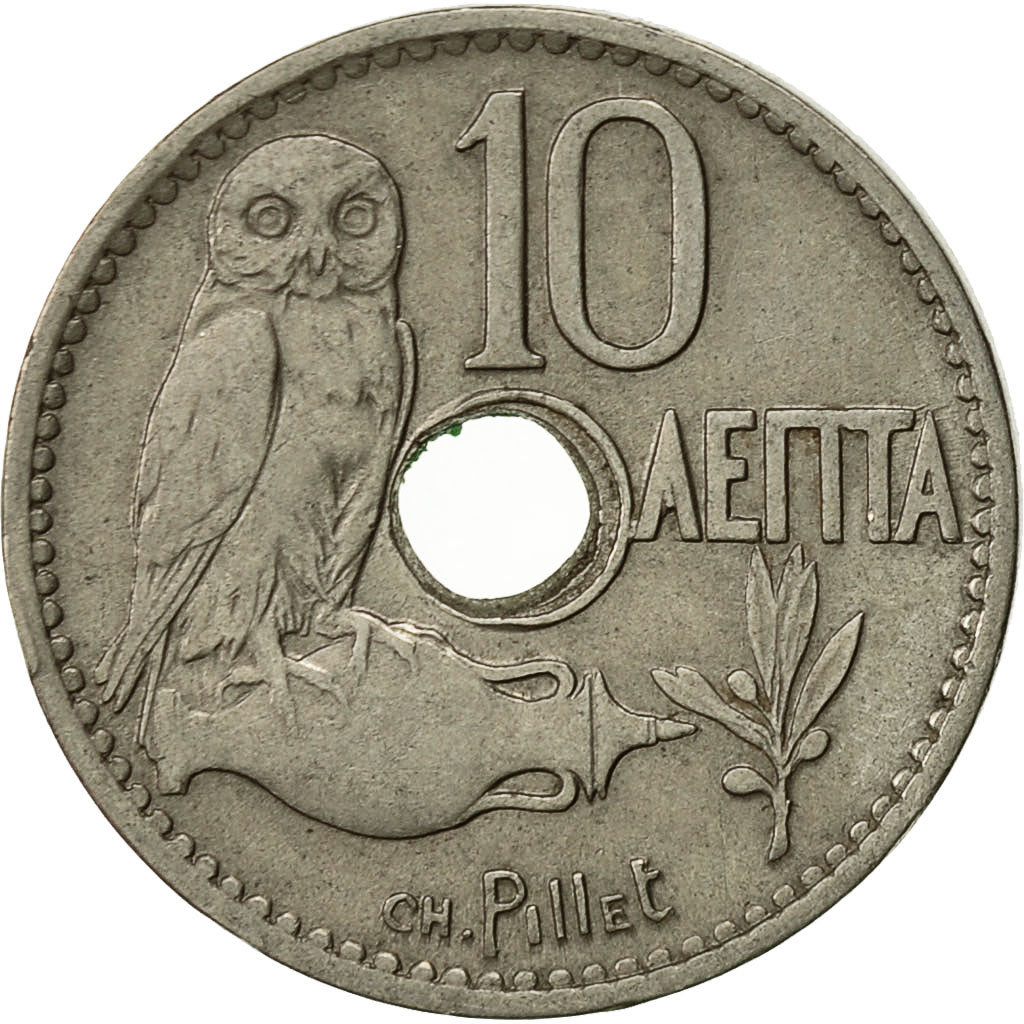 Coin, Greece, George I, 10 Lepta, 1912, AU(55-58), Nickel, KM:63