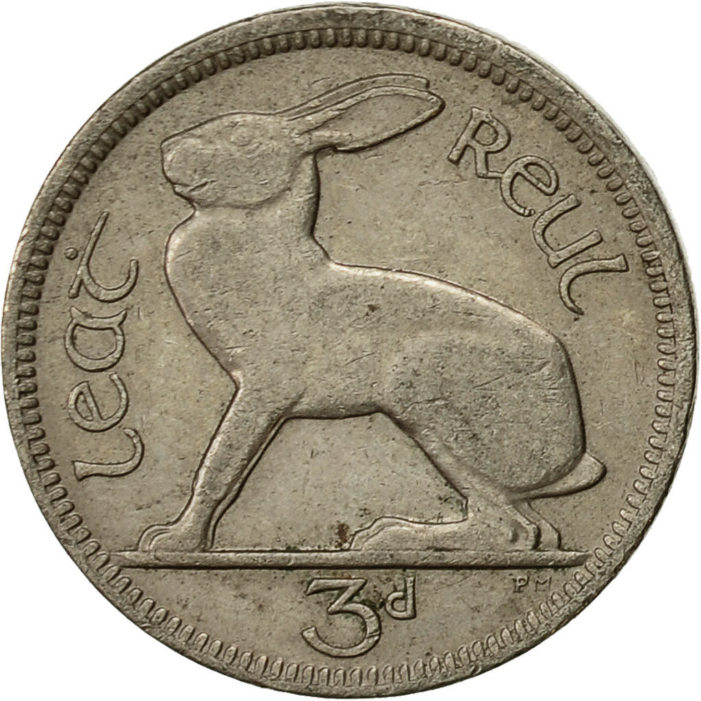 Moneta, REPUBBLICA D’IRLANDA, 3 Pence, 1968, BB, Rame-nichel, KM:12a