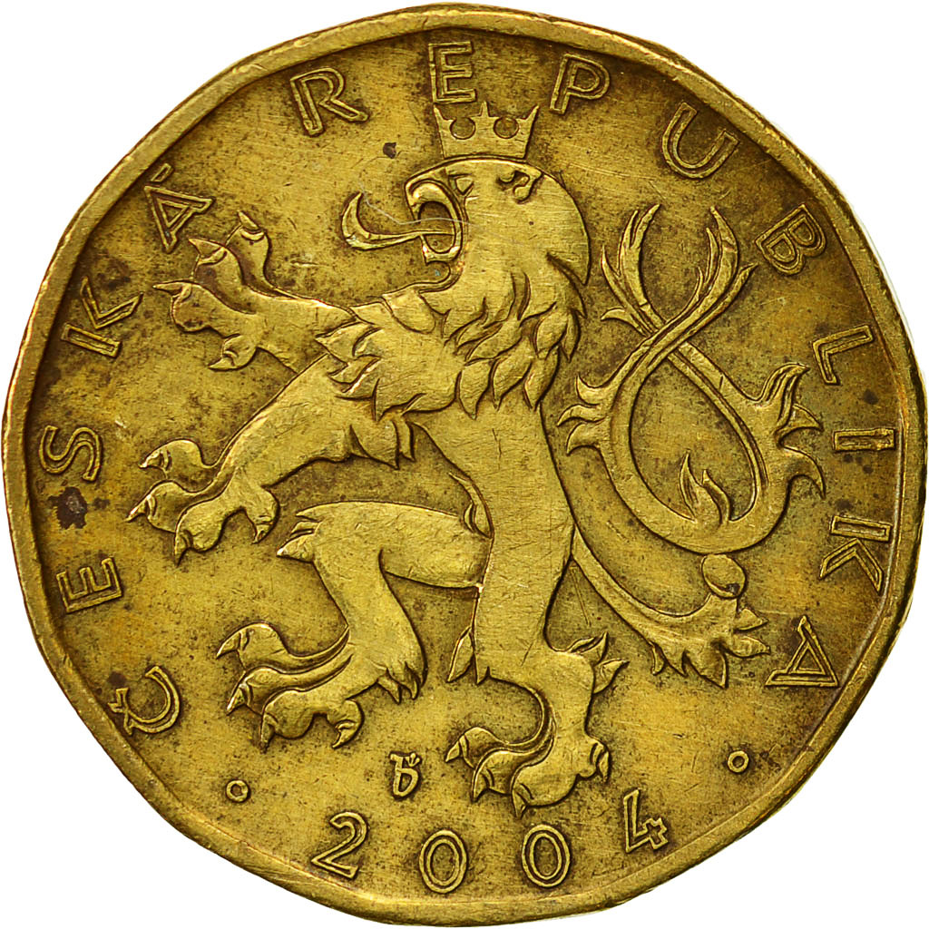 Coin, Czech Republic, 20 Korun, 2004, EF(40-45), Brass plated steel, KM:5