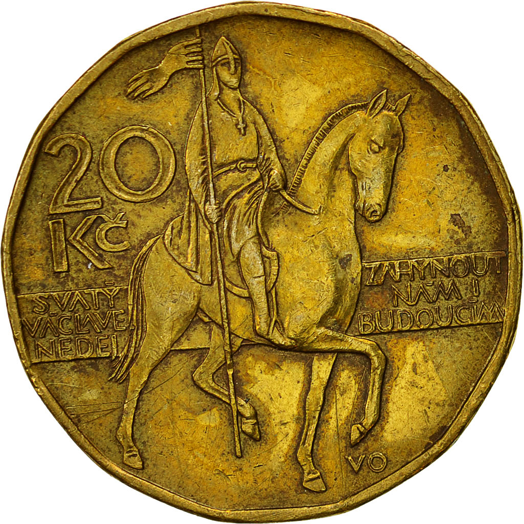 Coin, Czech Republic, 20 Korun, 2004, EF(40-45), Brass plated steel, KM:5