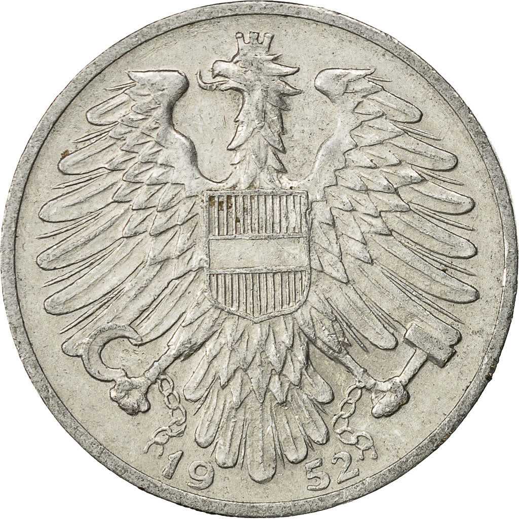 Coin, Austria, Schilling, 1952, EF(40-45), Aluminum, KM:2871
