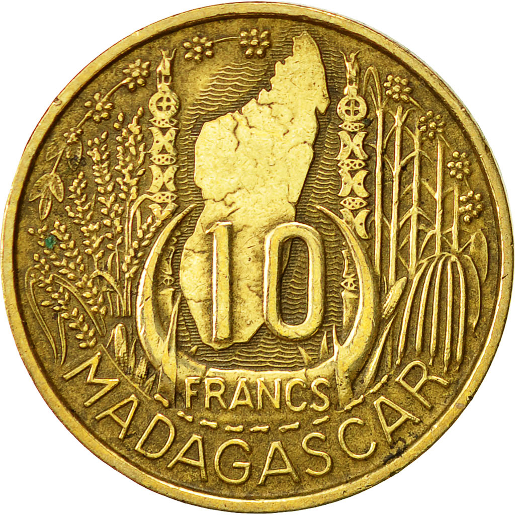 Moneta, Madagascar, 10 Francs, 1953, Paris, BB+, Alluminio-bronzo, KM:6