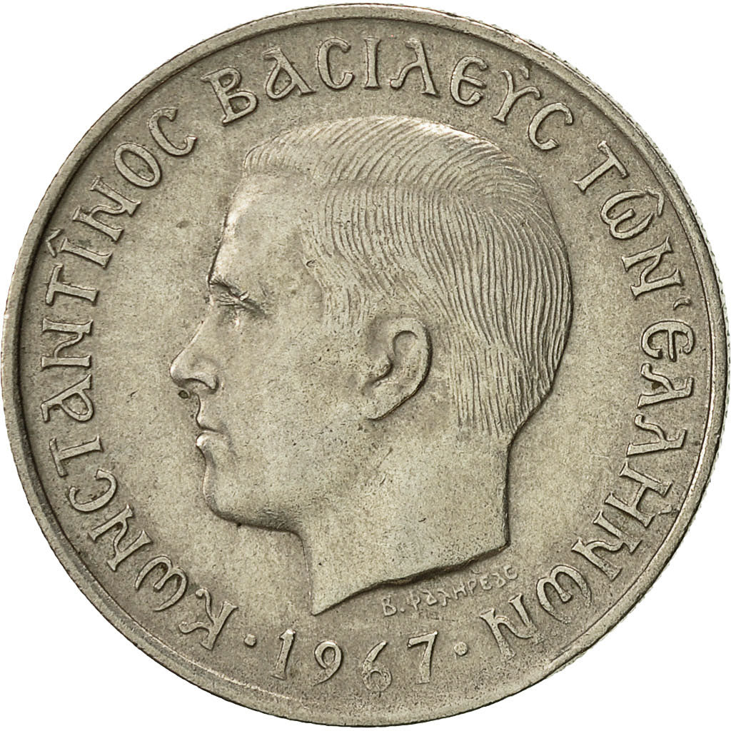 Monnaie, Grèce, Constantine II, 2 Drachmai, 1967, SUP, Copper-nickel, KM:90
