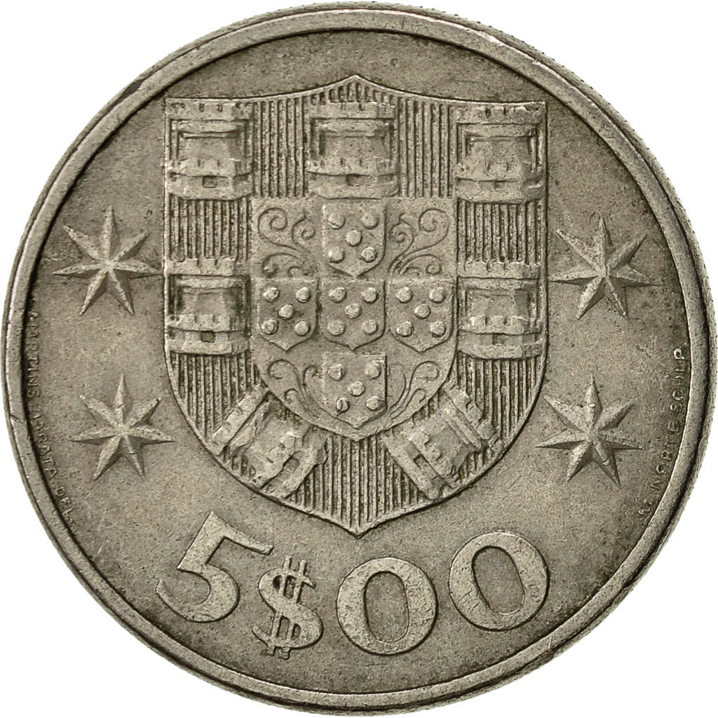 Coin, Portugal, 5 Escudos, 1979, EF(40-45), Copper-nickel, KM:591