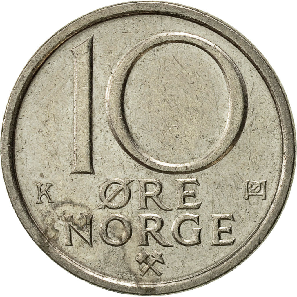 Coin, Norway, Olav V, 10 Öre, 1988, AU(50-53), Copper-nickel, KM:416