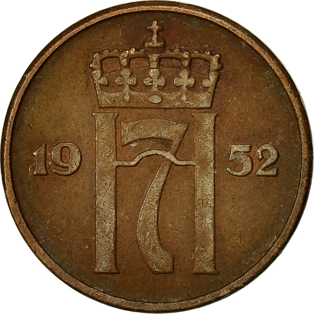 Coin, Norway, Haakon VII, 5 Öre, 1952, EF(40-45), Bronze, KM:400