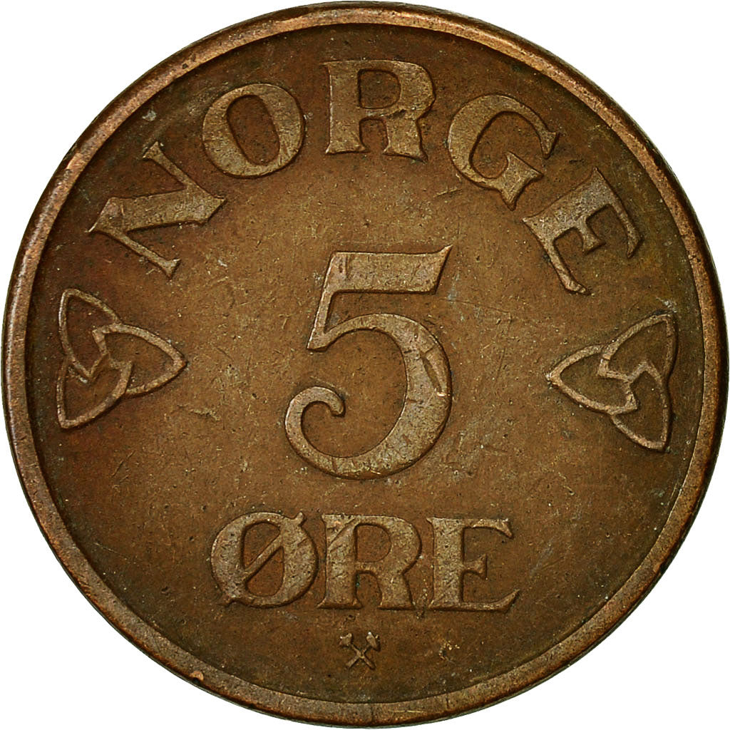 Coin, Norway, Haakon VII, 5 Öre, 1952, EF(40-45), Bronze, KM:400