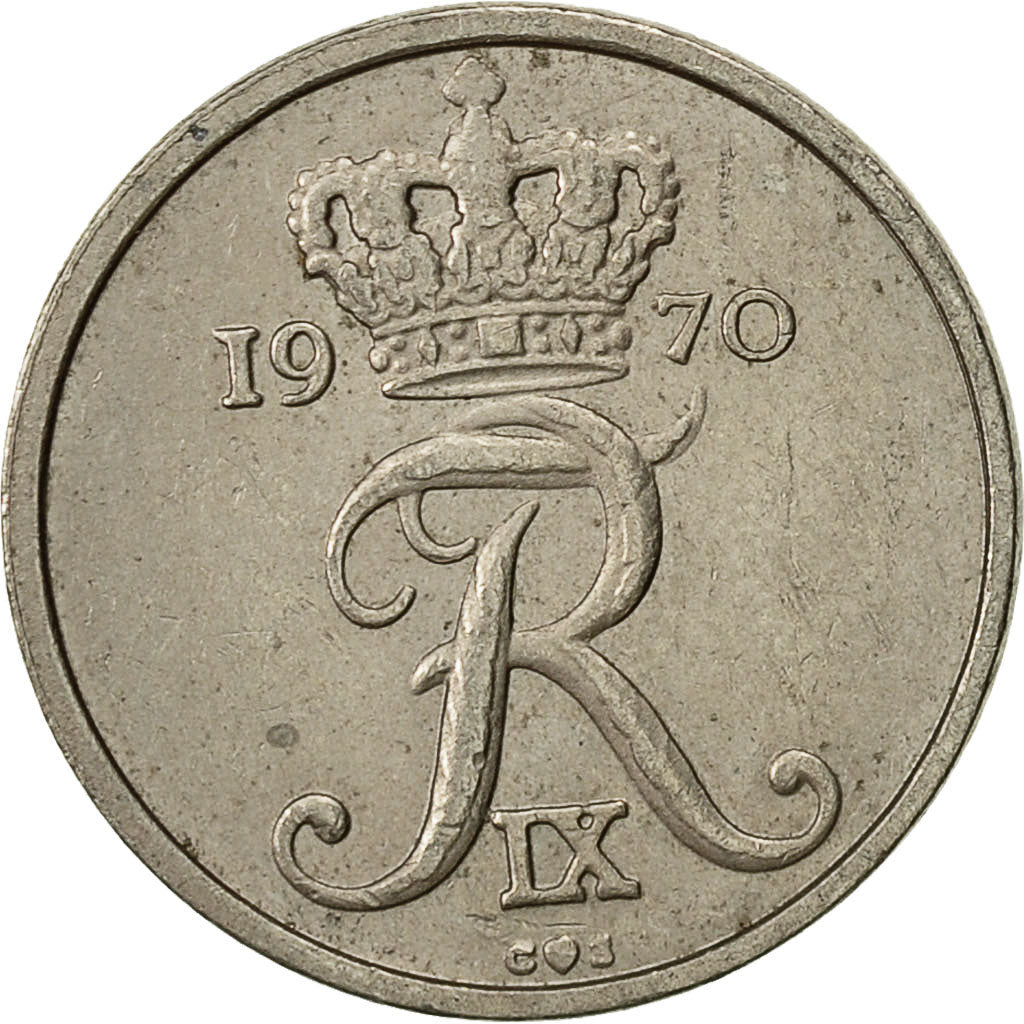 Moneta, Danimarca, Frederik IX, 10 Öre, 1970, Copenhagen, BB, Rame-nichel