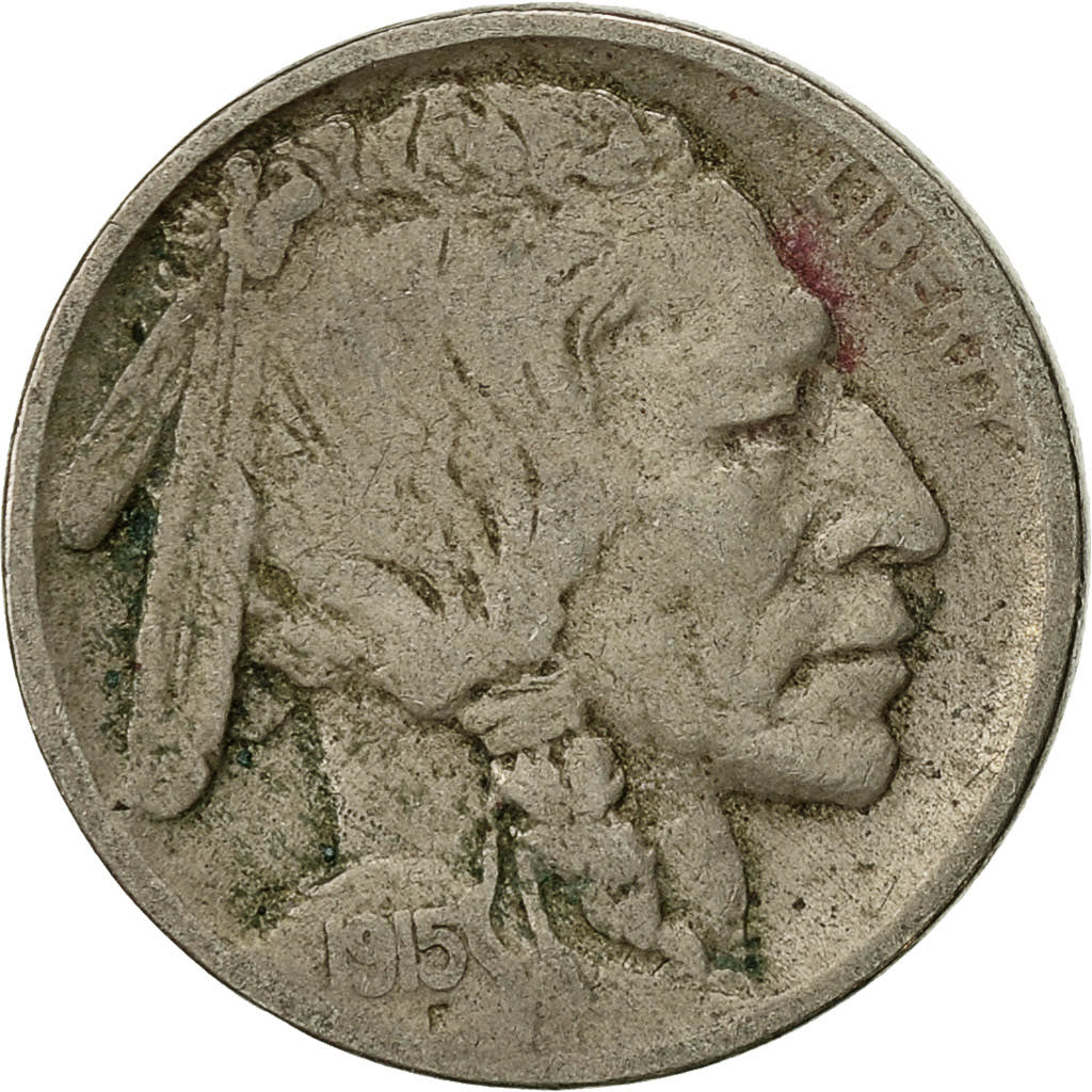 United States, Buffalo Nickel, 5 Cents, 1915, U.S. Mint, Philadelphia