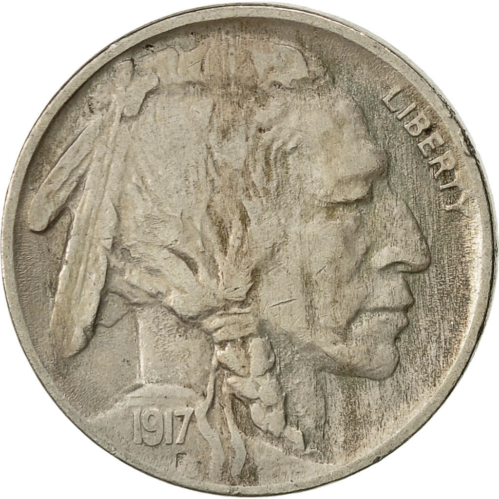 United States, Buffalo Nickel, 5 Cents, 1917, U.S. Mint, Philadelphia