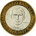 Moneda, República Dominicana, 5 Pesos, 1997, MBC, Bimetálico, KM:88