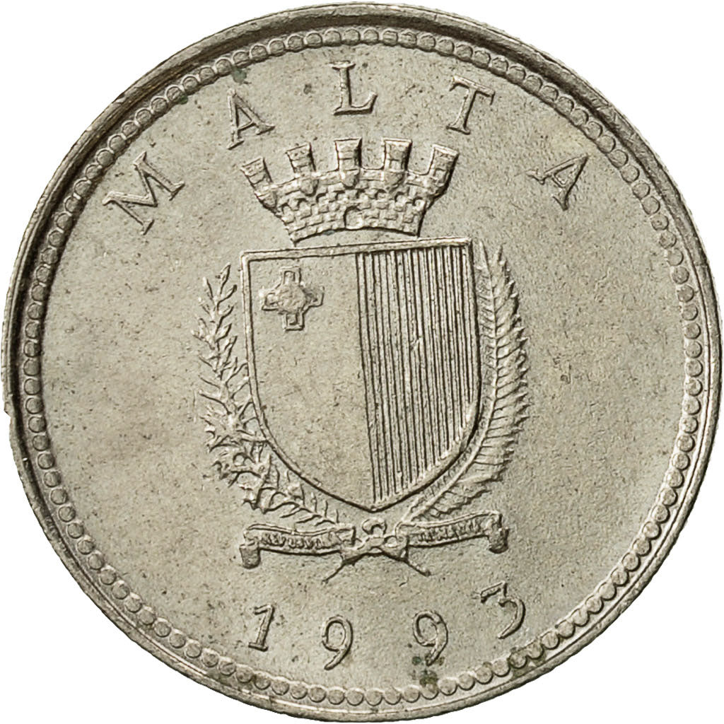 Coin, Malta, 2 Cents, 1993, AU(50-53), Copper-nickel, KM:94