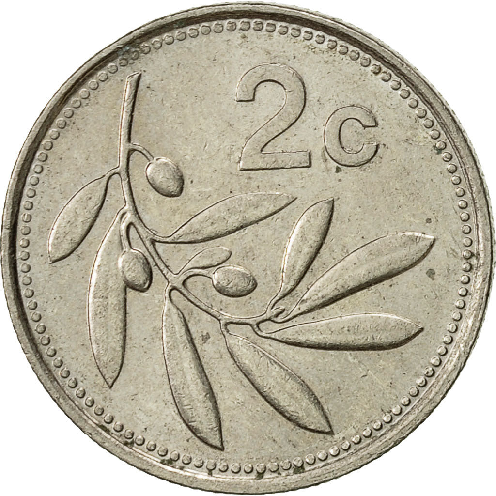 Coin, Malta, 2 Cents, 1993, AU(50-53), Copper-nickel, KM:94