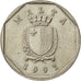 Coin, Malta, 5 Cents, 1991, AU(50-53), Copper-nickel, KM:95