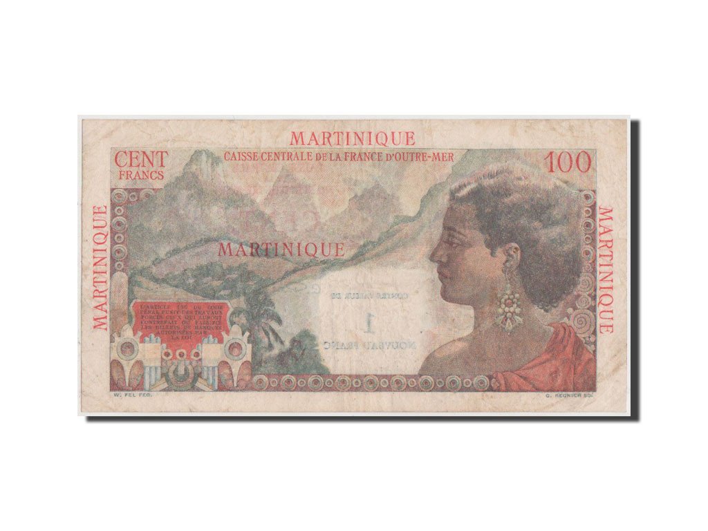 Martinique, 1 Nouveau Franc on 100 Francs, 1960, KM #37, VF(20-25), H.52,...