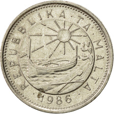 Coin, Malta, 10 Cents, 1986, AU(55-58), Copper-nickel, KM:76