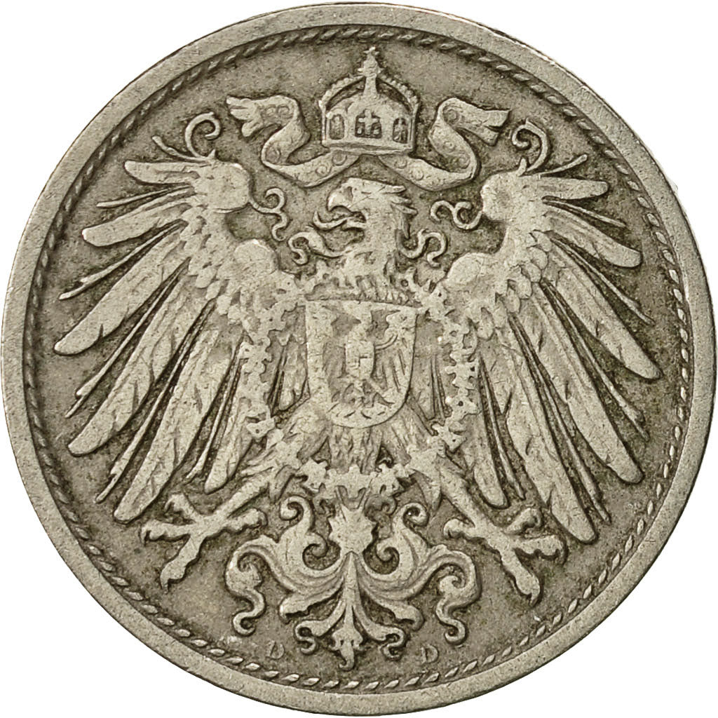Coin, GERMANY - EMPIRE, Wilhelm II, 10 Pfennig, 1907, Munich, VF(30-35)