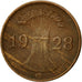 Coin, GERMANY, WEIMAR REPUBLIC, Reichspfennig, 1928, Karlsruhe, VF(30-35)
