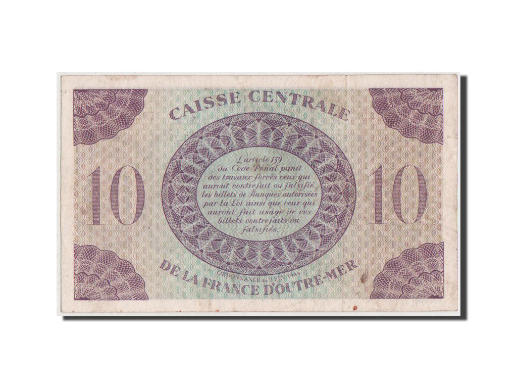 French Equatorial Africa, 10 Francs, 1944, KM #16b, EF(40-45), FS686249