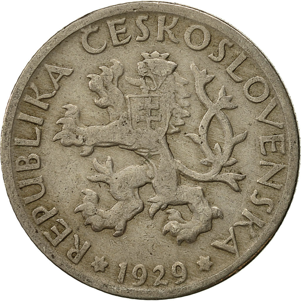 Coin, Czechoslovakia, Koruna, 1929, EF(40-45), Copper-nickel, KM:4