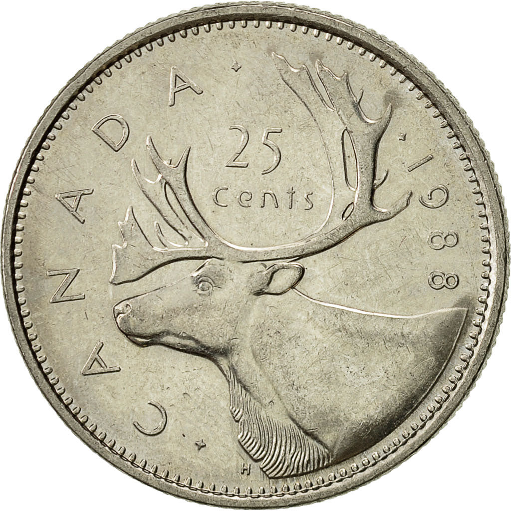 Coin, Canada, Elizabeth II, 25 Cents, 1988, Royal Canadian Mint, Ottawa