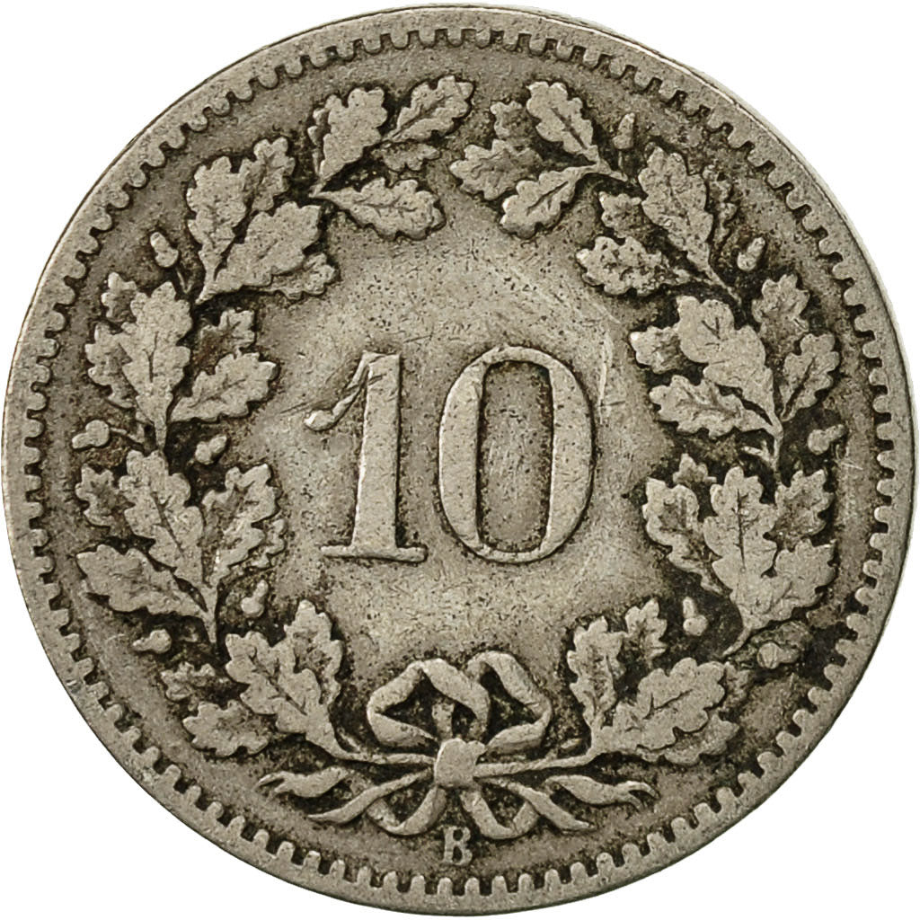 Svizzera, 10 Rappen, 1899, Bern, MB+, Rame-nichel, KM:27