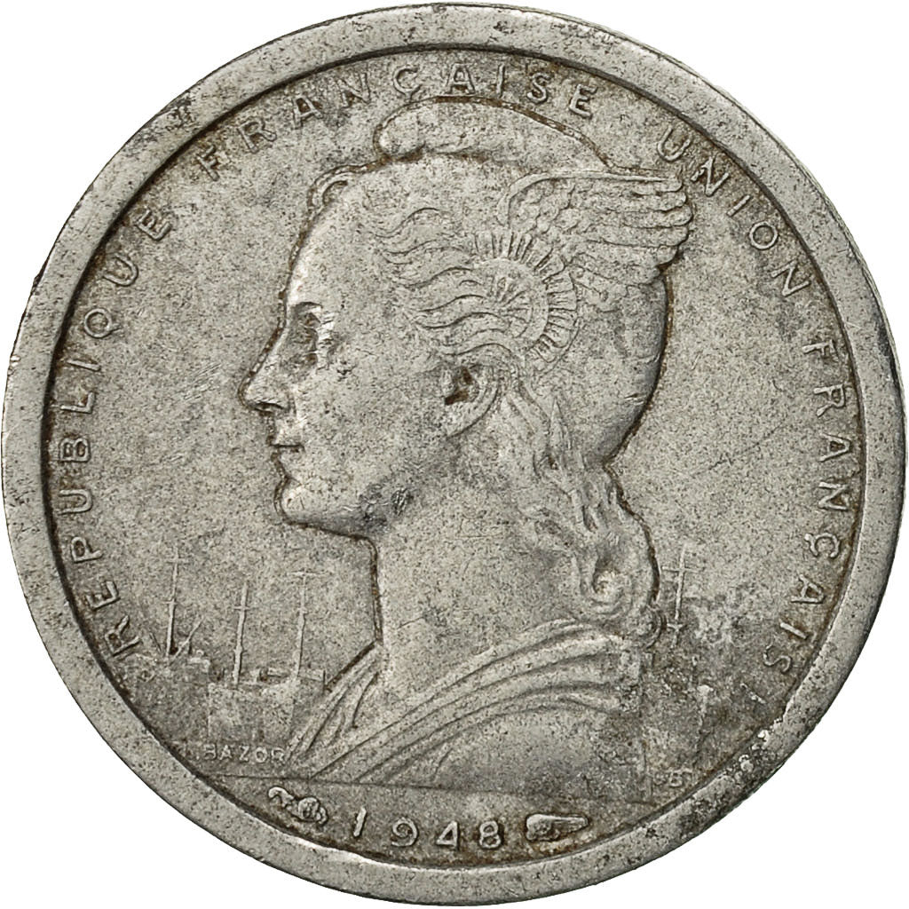 Coin, Madagascar, Franc, 1948, Paris, EF(40-45), Aluminum, KM:3