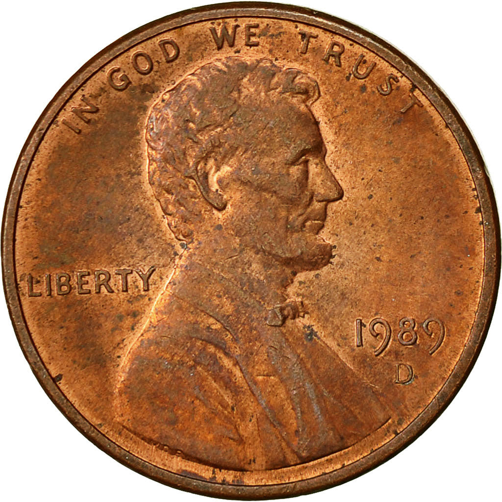 Coin, United States, Lincoln Cent, Cent, 1989, U.S. Mint, Denver, EF(40-45)
