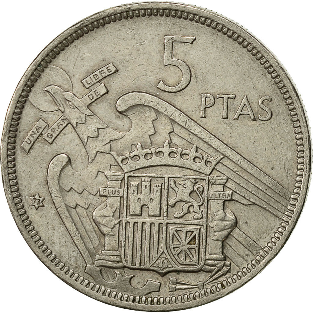 Moneta, Spagna, Caudillo and regent, 5 Pesetas, 1973, BB, Rame-nichel, KM:786
