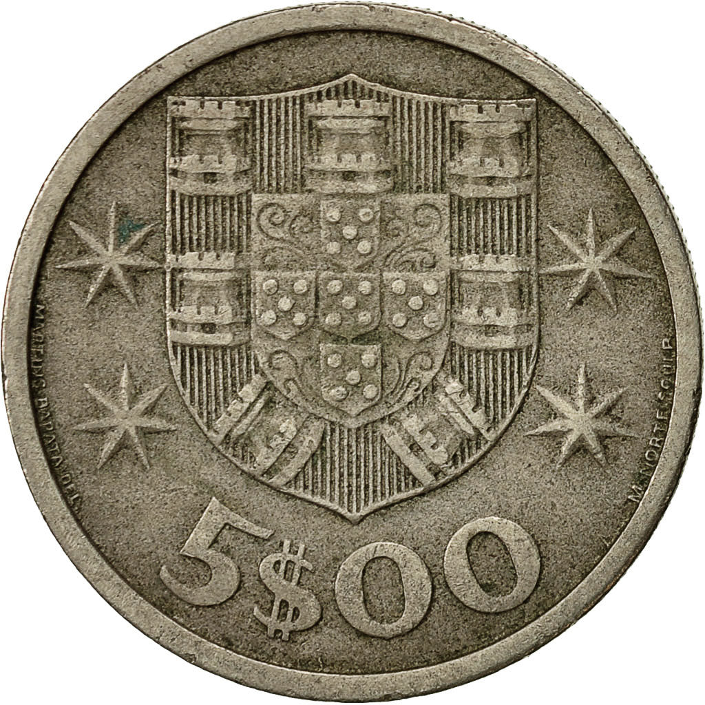 Moneta, Portogallo, 5 Escudos, 1966, BB, Rame-nichel, KM:591