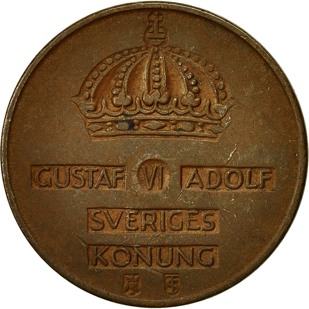 Moneta, Svezia, Gustaf VI, 5 Öre, 1953, BB, Bronzo, KM:822