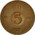 Moneda, Suecia, Gustaf VI, 5 Öre, 1953, MBC, Bronce, KM:822