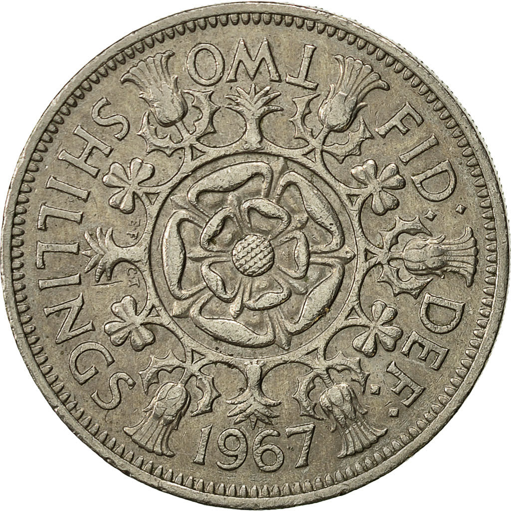 Monnaie, Grande-Bretagne, Elizabeth II, Florin, Two Shillings, 1967, TTB