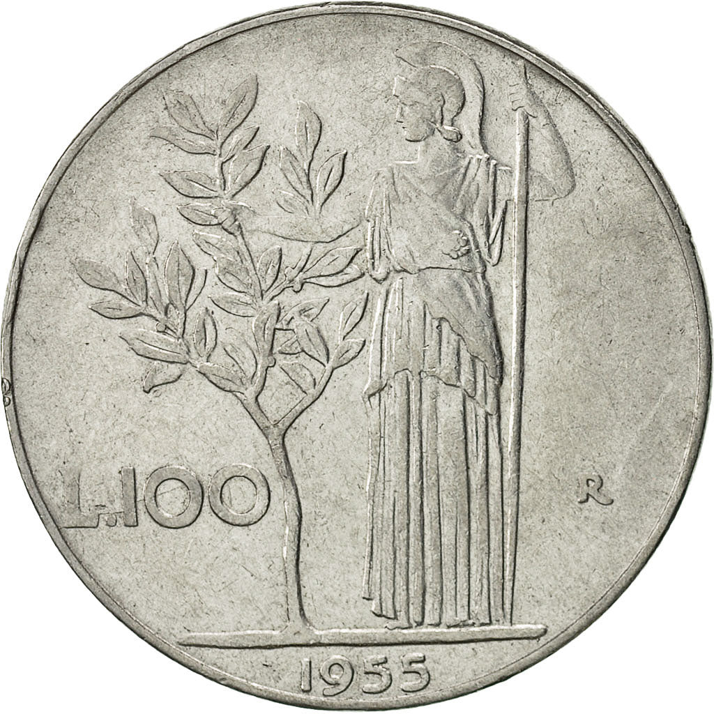 Italia, 100 Lire, 1955, Rome, BB+, Acciaio inossidabile, KM:96.1