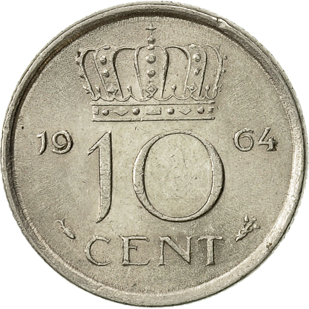 Monnaie, Pays-Bas, Juliana, 10 Cents, 1964, TTB, Nickel, KM:182