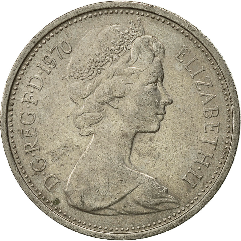 Coin, Great Britain, Elizabeth II, 5 New Pence, 1970, EF(40-45), Copper-nickel