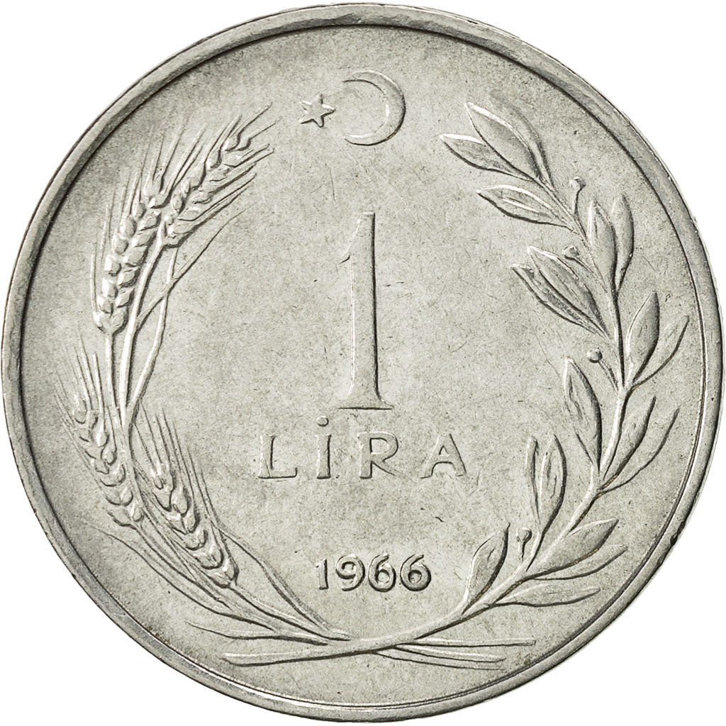 Moneta, Turchia, Lira, 1966, BB+, Acciaio inossidabile, KM:889a.1