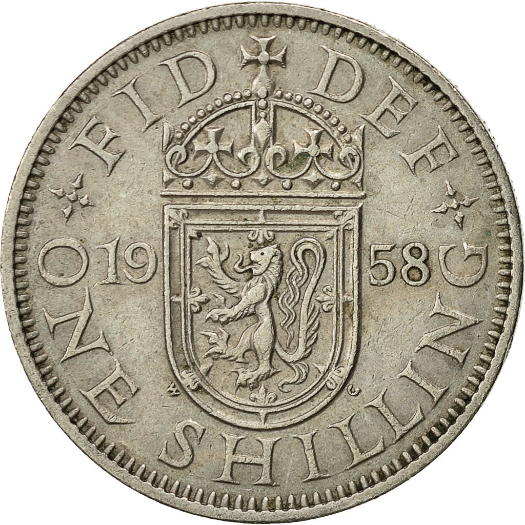 Coin, Great Britain, Elizabeth II, Shilling, 1958, EF(40-45), Copper-nickel