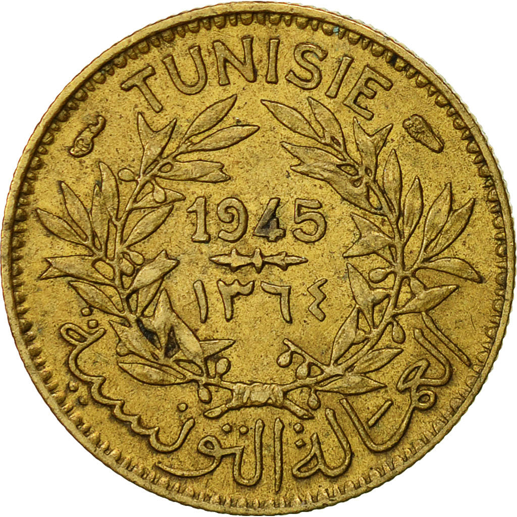 Coin, Tunisia, Anonymous, 50 Centimes, 1945, Paris, EF(40-45), Aluminum-Bronze