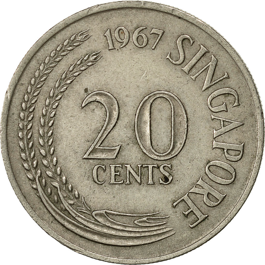 Monnaie, Singapour, 20 Cents, 1967, Singapore Mint, TTB, Copper-nickel, KM:4