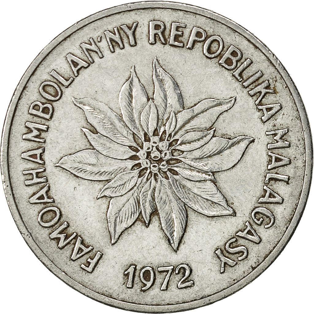 Coin, Madagascar, 5 Francs, Ariary, 1972, Paris, EF(40-45), Stainless Steel