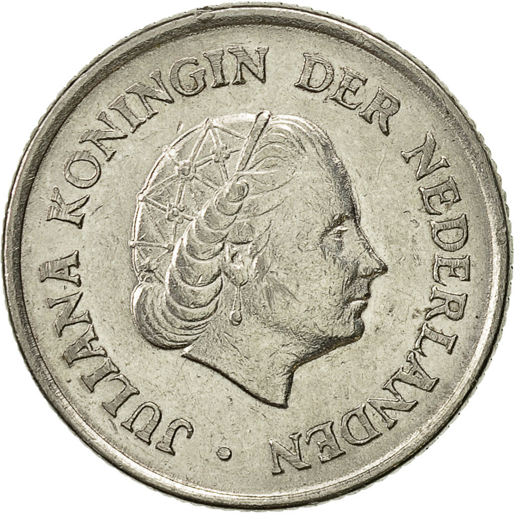 Coin, Netherlands, Juliana, 25 Cents, 1967, AU(50-53), Nickel, KM:183