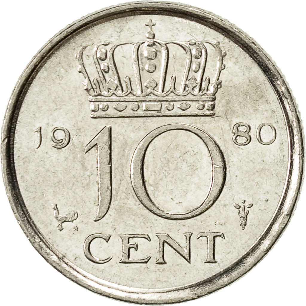 Monnaie, Pays-Bas, Juliana, 10 Cents, 1980, TTB, Nickel, KM:182