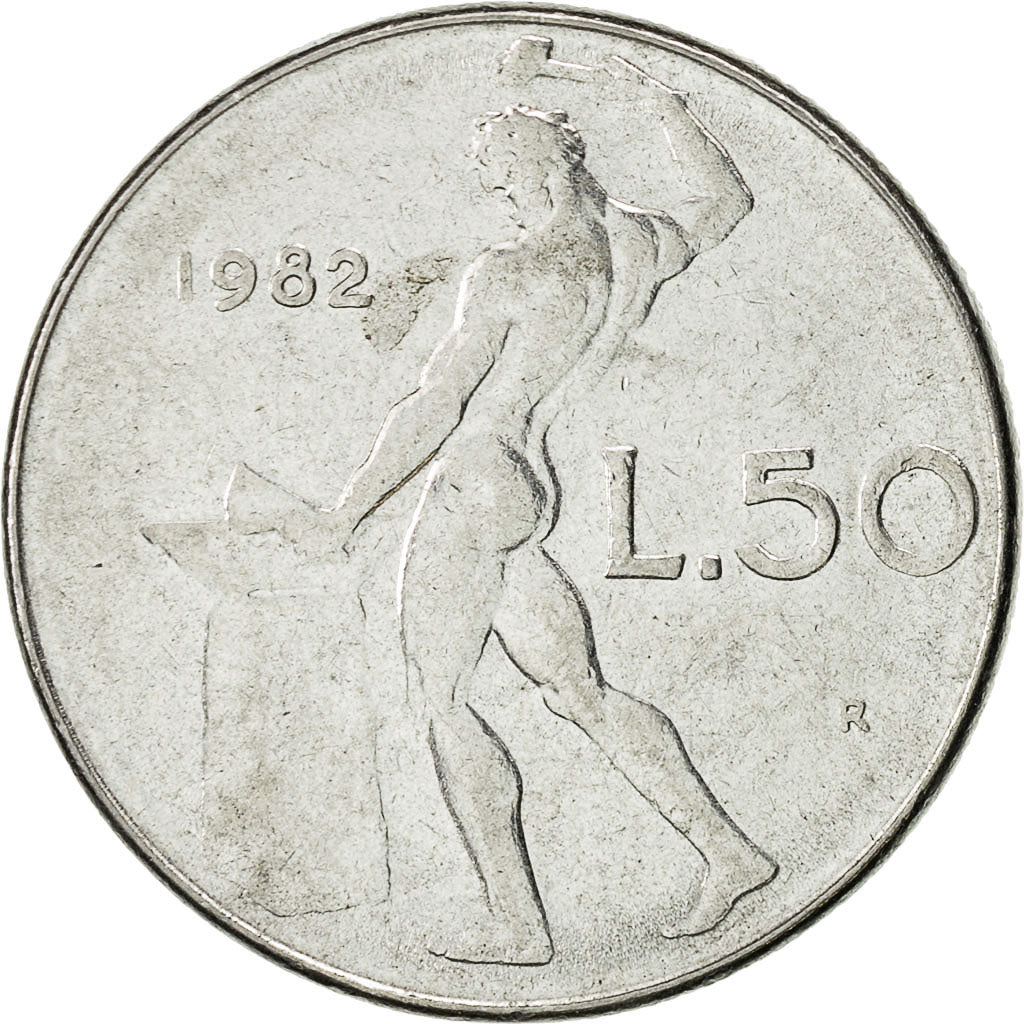 Moneta, Italia, 50 Lire, 1982, Rome, BB, Acciaio inossidabile, KM:95.1