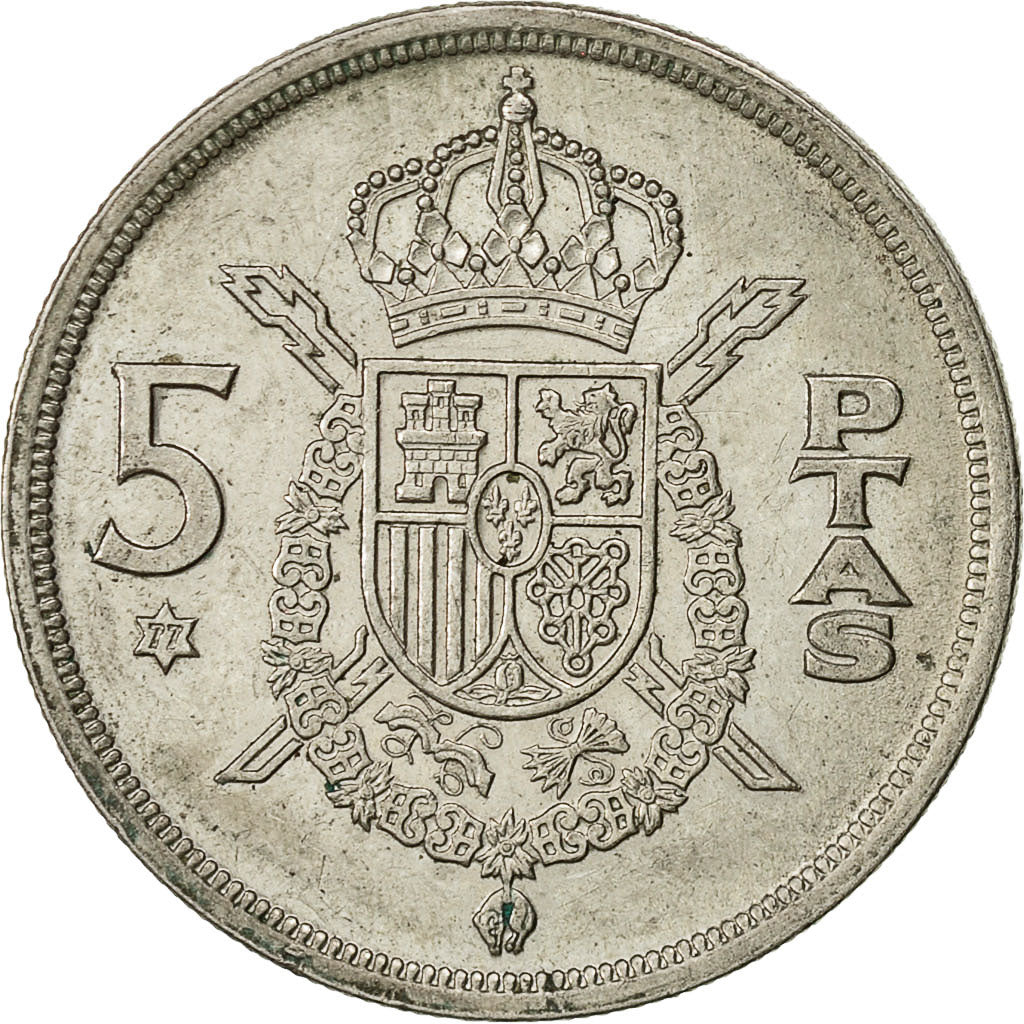 Moneta, Spagna, Juan Carlos I, 5 Pesetas, 1977, BB, Rame-nichel, KM:807