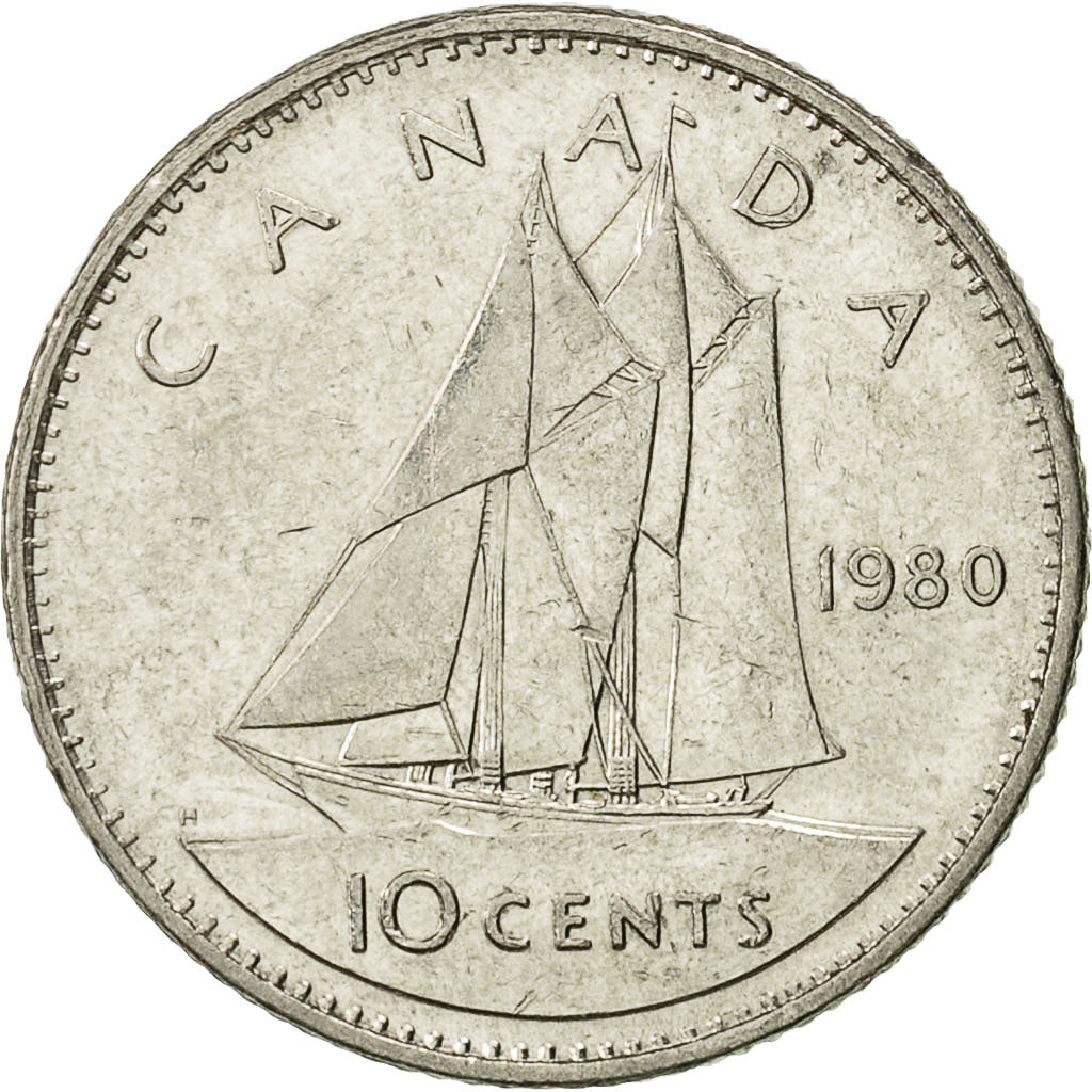 Coin, Canada, Elizabeth II, 10 Cents, 1980, Royal Canadian Mint, Ottawa